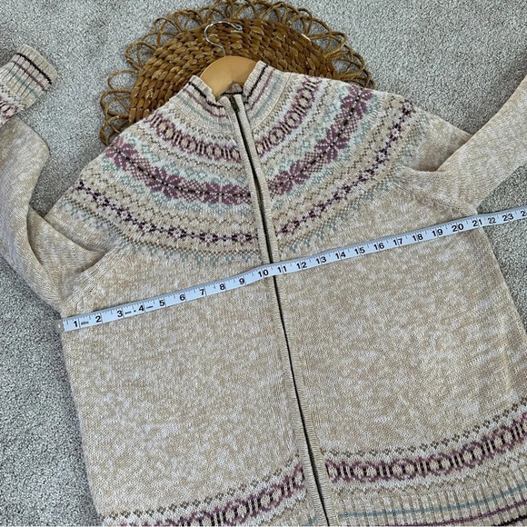 Tiara International Vintage 2001 Retro Faire Isle Zipper Front Sweater Boho L - Picture 11 of 12